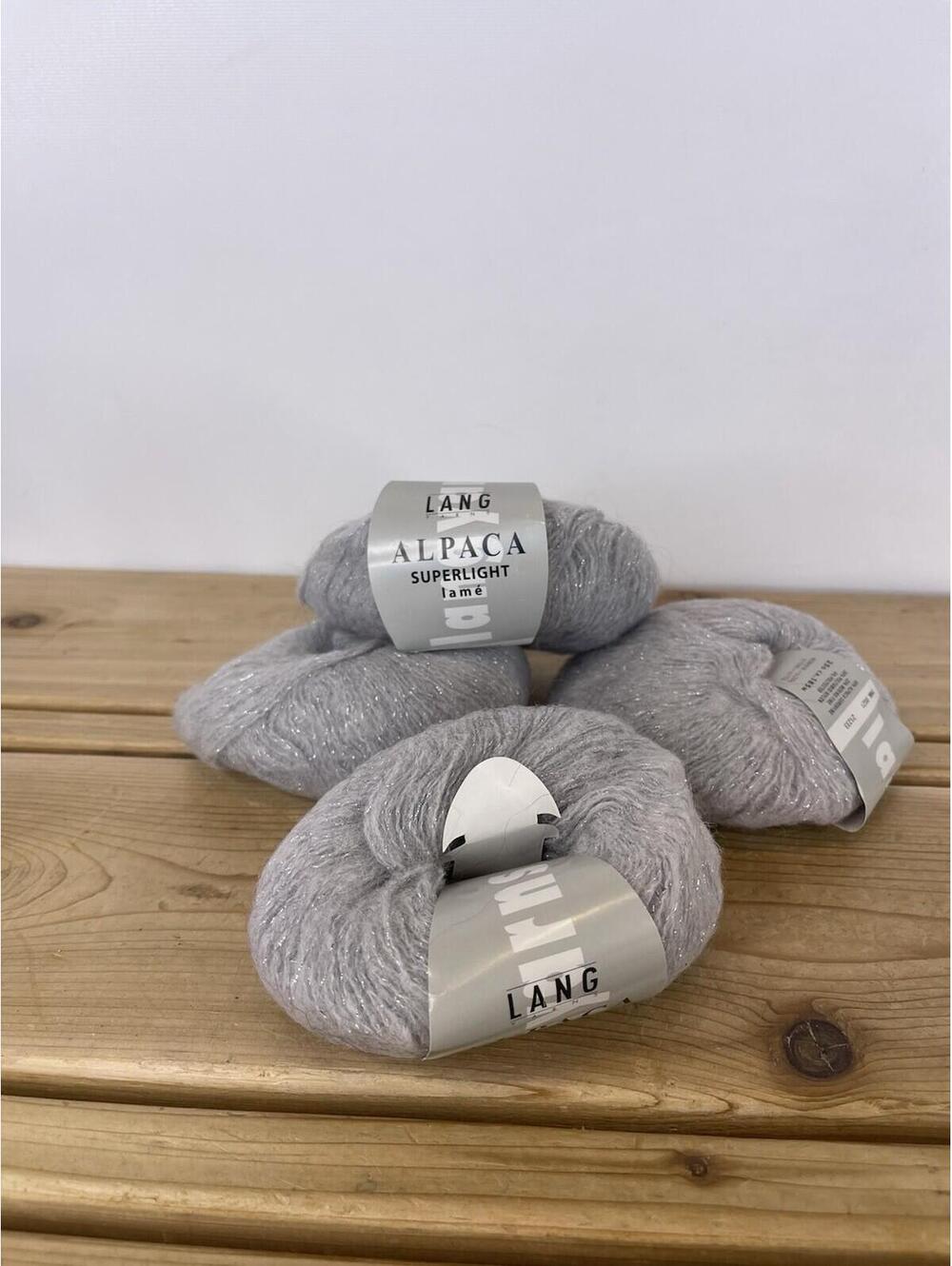 Lang Alpaca Superlight Lamé Yarn Lot 4 Silver Gray Sparkle Lace Weight